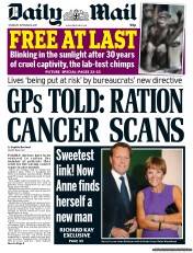 Daily Mail () Newspaper Front Page for 8 September 2011