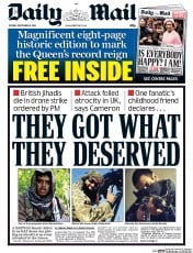 Daily Mail () Newspaper Front Page for 8 September 2015