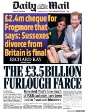 Daily Mail () Newspaper Front Page for 8 September 2020
