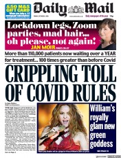 Daily Mail () Newspaper Front Page for 9 October 2020