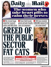 Daily Mail () Newspaper Front Page for 9 November 2015