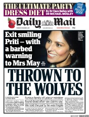 Daily Mail () Newspaper Front Page for 9 November 2017
