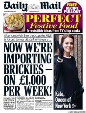 Daily Mail () Newspaper Front Page for 9 December 2014