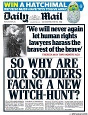 Daily Mail () Newspaper Front Page for 9 December 2016
