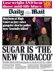 Daily Mail () Newspaper Front Page for 9 January 2014