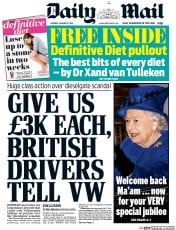 Daily Mail () Newspaper Front Page for 9 January 2017