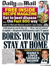 Daily Mail () Newspaper Front Page for 9 January 2021