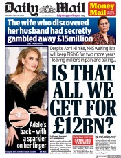 Daily Mail () Newspaper Front Page for 9 February 2022