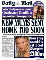 Daily Mail () Newspaper Front Page for 9 March 2016