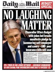 Daily Mail () Newspaper Front Page for 9 March 2017