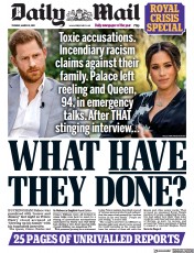 Daily Mail () Newspaper Front Page for 9 March 2021