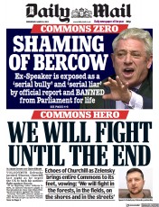 Daily Mail () Newspaper Front Page for 9 March 2022