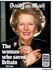 Daily Mail () Newspaper Front Page for 9 April 2013
