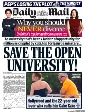 Daily Mail () Newspaper Front Page for 9 April 2018