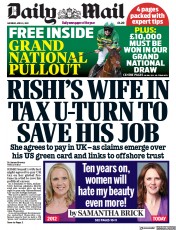 Daily Mail () Newspaper Front Page for 9 April 2022