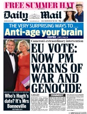 Daily Mail () Newspaper Front Page for 9 May 2016