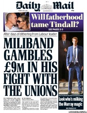 Daily Mail () Newspaper Front Page for 9 July 2013