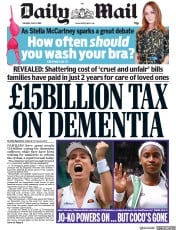 Daily Mail () Newspaper Front Page for 9 July 2019