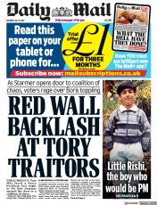 Daily Mail () Newspaper Front Page for 9 July 2022