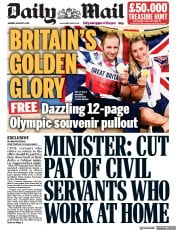 Daily Mail () Newspaper Front Page for 9 August 2021