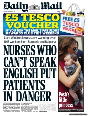 Daily Mail () Newspaper Front Page for 9 September 2011