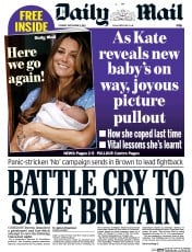 Daily Mail () Newspaper Front Page for 9 September 2014