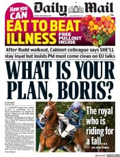 Daily Mail () Newspaper Front Page for 9 September 2019