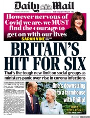 Daily Mail () Newspaper Front Page for 9 September 2020