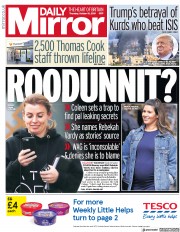 Daily Mirror () Newspaper Front Page for 10 October 2019
