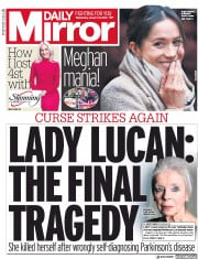 Daily Mirror () Newspaper Front Page for 10 January 2018