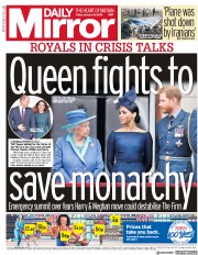 Daily Mirror () Newspaper Front Page for 10 January 2020