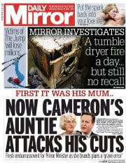 Daily Mirror () Newspaper Front Page for 10 February 2016