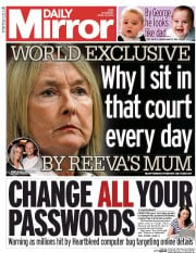 Daily Mirror () Newspaper Front Page for 10 April 2014