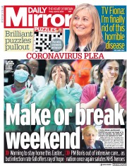 Daily Mirror () Newspaper Front Page for 10 April 2020