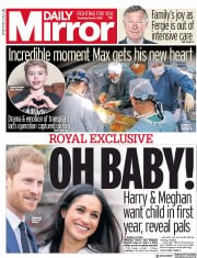 Daily Mirror () Newspaper Front Page for 10 May 2018