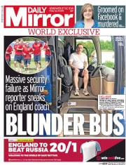 Daily Mirror () Newspaper Front Page for 10 June 2016