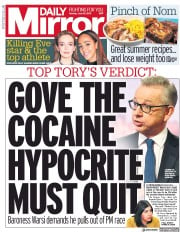 Daily Mirror () Newspaper Front Page for 10 June 2019