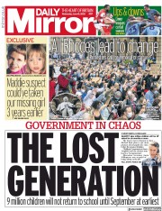 Daily Mirror () Newspaper Front Page for 10 June 2020