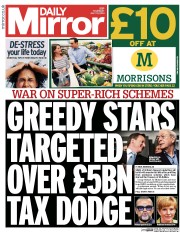 Daily Mirror () Newspaper Front Page for 10 July 2014