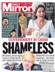 Daily Mirror () Newspaper Front Page for 10 July 2018