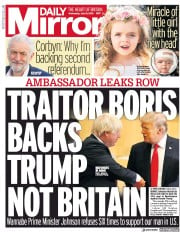 Daily Mirror () Newspaper Front Page for 10 July 2019