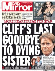 Daily Mirror () Newspaper Front Page for 10 August 2016