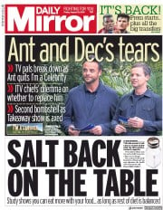 Daily Mirror () Newspaper Front Page for 10 August 2018