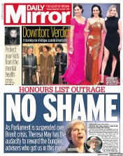 Daily Mirror () Newspaper Front Page for 10 September 2019