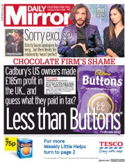 Daily Mirror () Newspaper Front Page for 11 October 2018