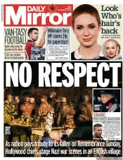 Daily Mirror () Newspaper Front Page for 11 November 2013
