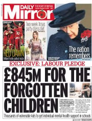 Daily Mirror () Newspaper Front Page for 11 November 2019