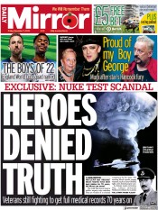 Daily Mirror () Newspaper Front Page for 11 November 2022