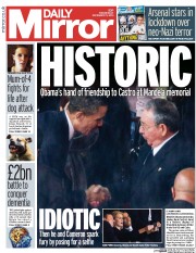 Daily Mirror () Newspaper Front Page for 11 December 2013
