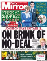 Daily Mirror () Newspaper Front Page for 11 December 2020